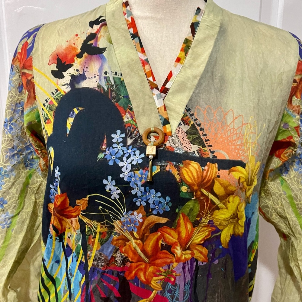 Pakistani Indian Womens Kurta/ Kurti/ Shirt Sapph… - image 1